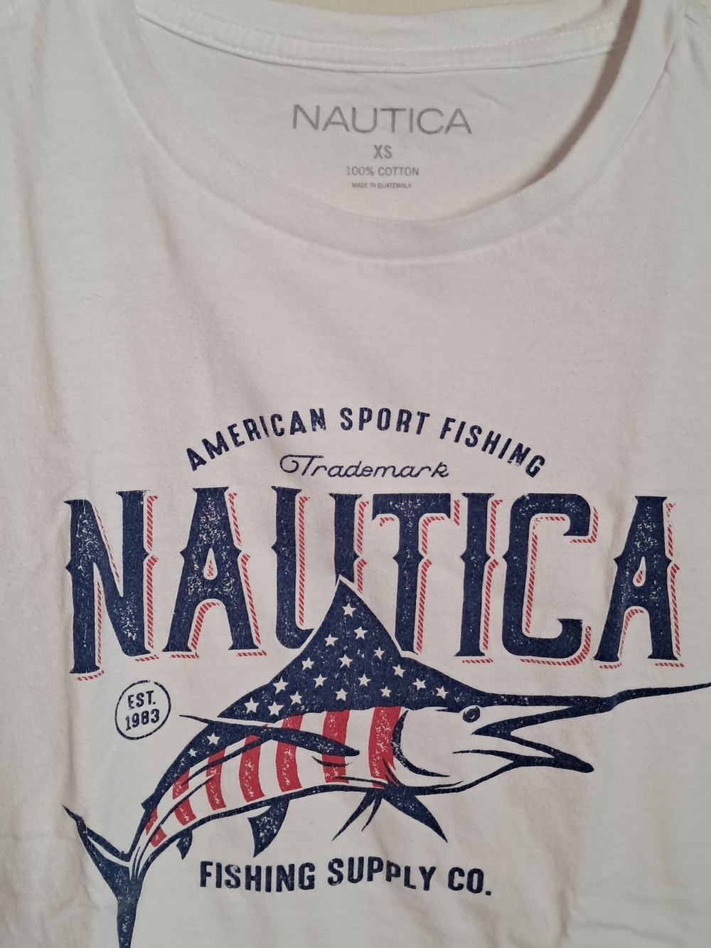 Nautica Men’s White Graphic Swim Tee – American Sport Fishing